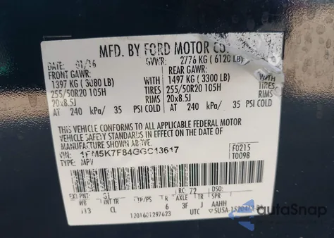 2016 Ford Explorer Limited z USA, uszkodzony, nr VIN 1FM5K7F84GGC13617